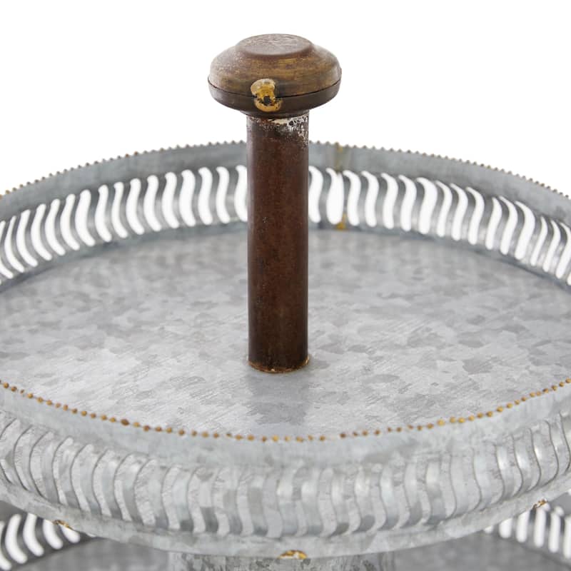 Metal Tiered Server - Silver - Roche River Decor