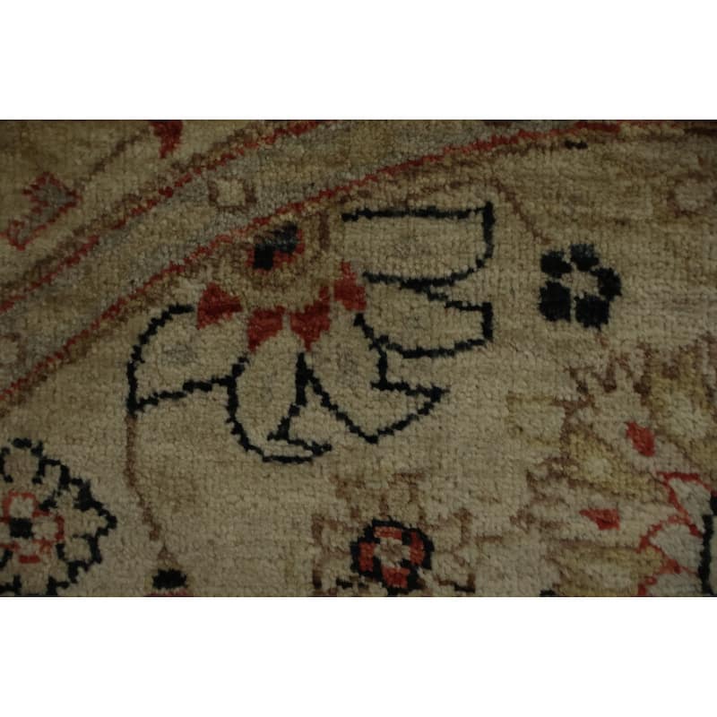 Hand Knotted Oriental 100% Wool Carpet Traditional Floral Beige & Ivories Peshawar Area Rug - 5' 3'' X 5' 3''