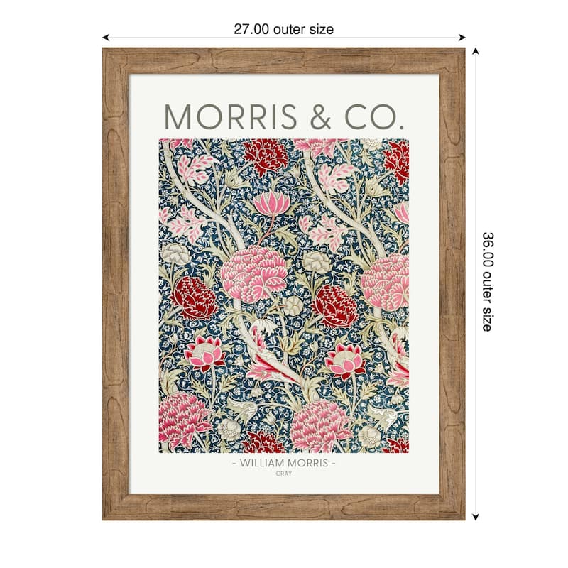 Cray by William Morris Wood Framed Wall Art Print - 27 x 36 in - Brown