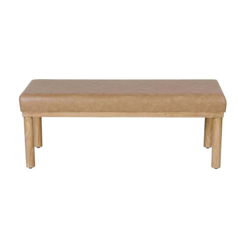 HomePop Oslo Upholstered Bench - Sand Faux Leather