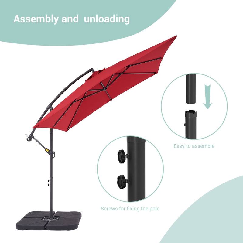 Bonosuki 8.2 x 8.2Ft Patio Offset Umbrella w/ Weighted Base