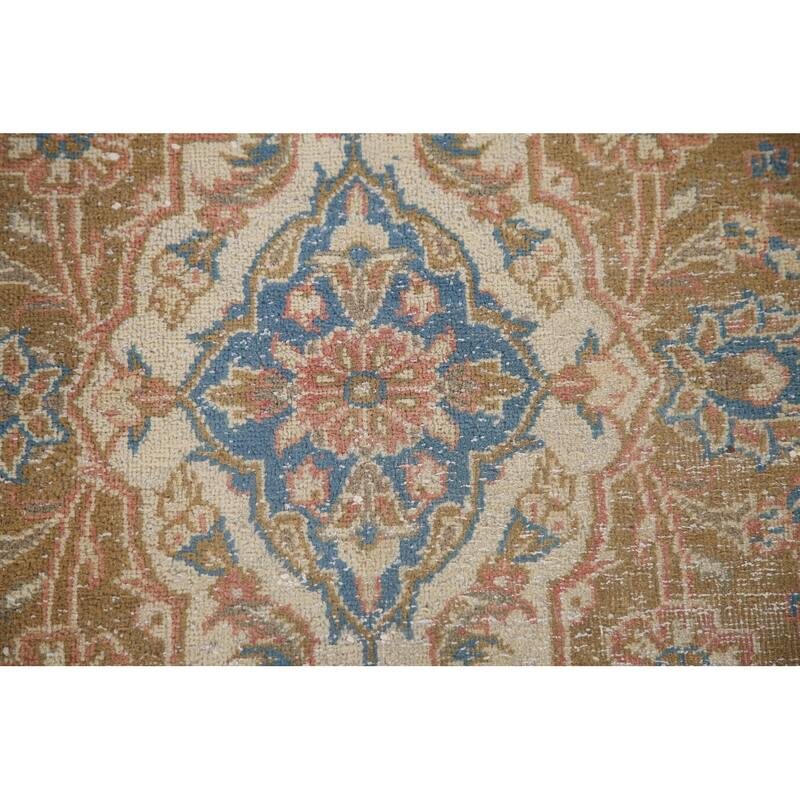 Hand Knotted Oriental 100% Wool Carpet Traditional Floral Oranges & Rust Kashan Area Rug - 9' 11'' X 6' 3''