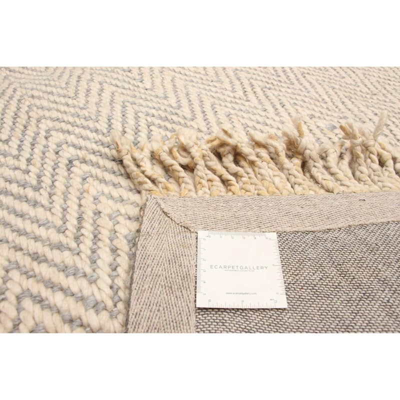 ECARPETGALLERY Hand Tufted Sienna Beige Wool Rug - 7'0 x 7'5