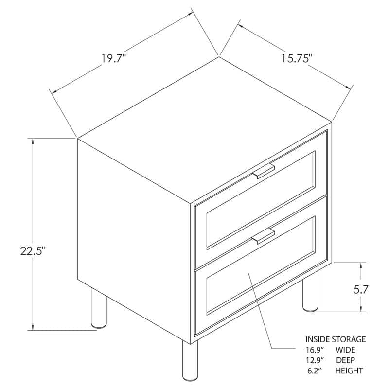 Orre Brown Nightstand 2 Drawers