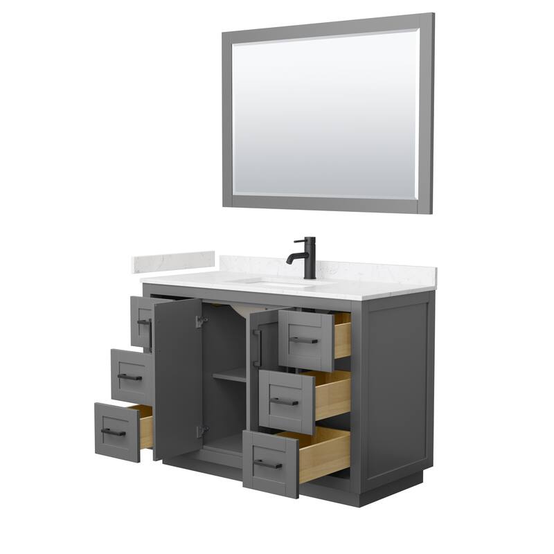 Miranda Single Vanity Set, Cultured Marble Top, 46-Inch Mirror