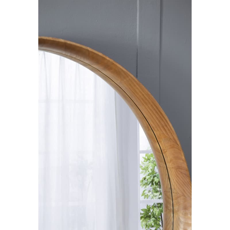 Round Pine Wood Mirror