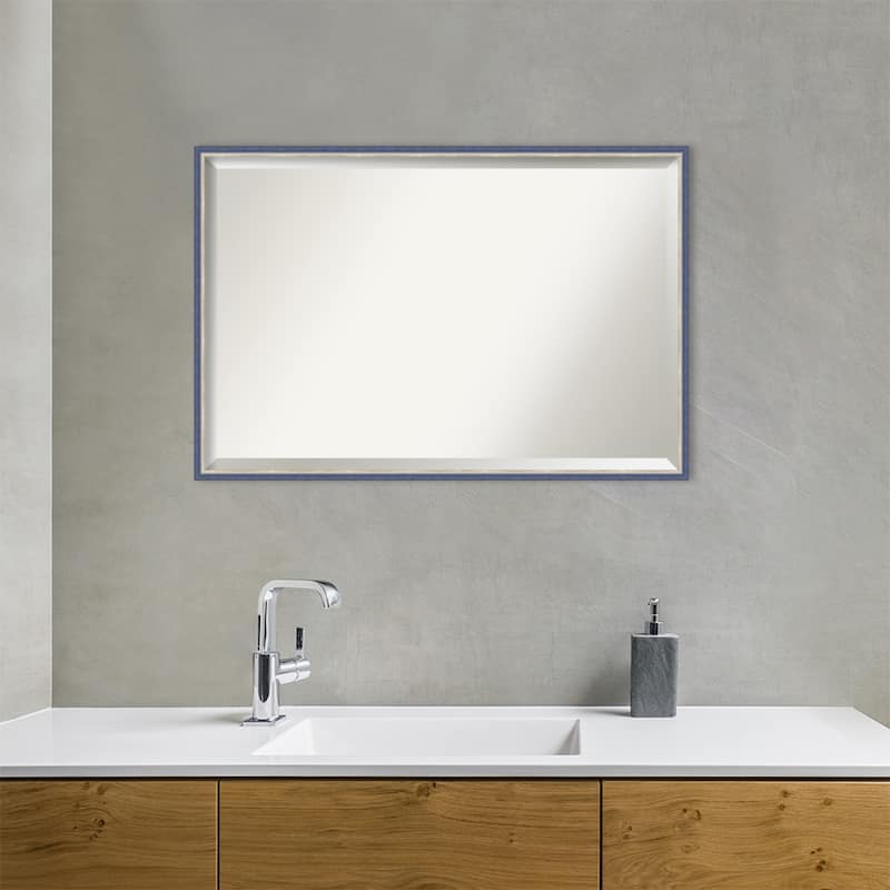 Theo Narrow Beveled Wood Framed Bathroom Vanity Wall Mirror