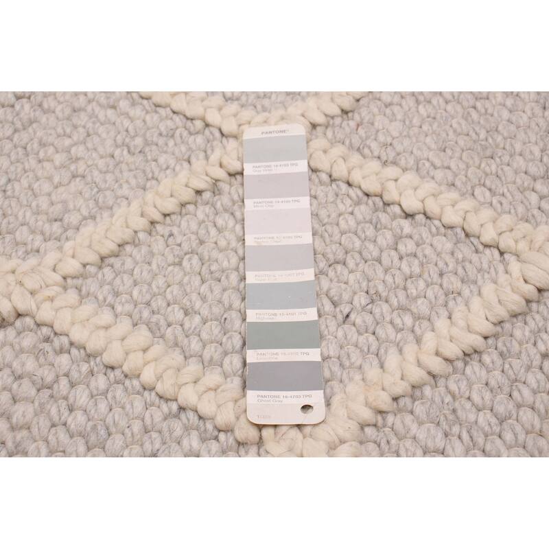 ECARPETGALLERY Braid weave Sienna Grey Wool Rug - 4'0 x 4'0
