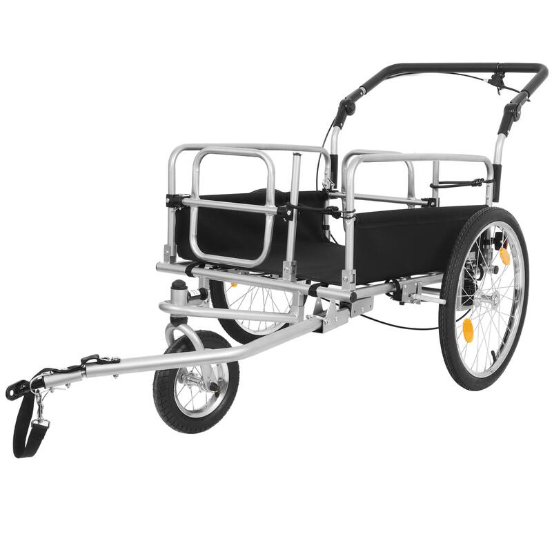 3-in-1 Heavy-Duty Bike Cargo Trailer E-Bike Compatible Steel Frame, 110lb Capacity, Convertible Stroller & Pull Cart Suspension