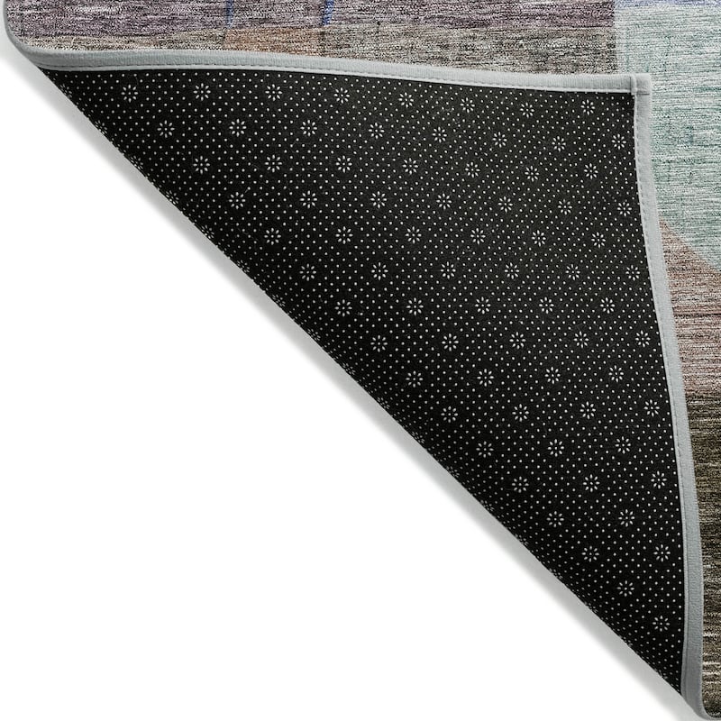 Machine Washable Indoor/ Outdoor Abstract Contemporary Chantille Rug