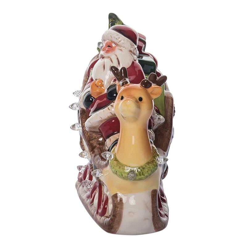 Transpac 8.25 in. Holiday Santa Reindeer Sleigh