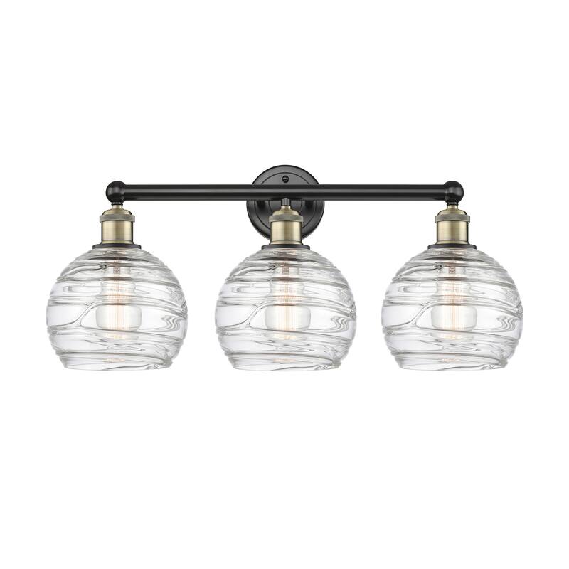 Innovations Lighting Athens Deco Swirl - 3 Light 26" Bath Vanity Light. - Black Antique Brass/Clear Deco Swirl