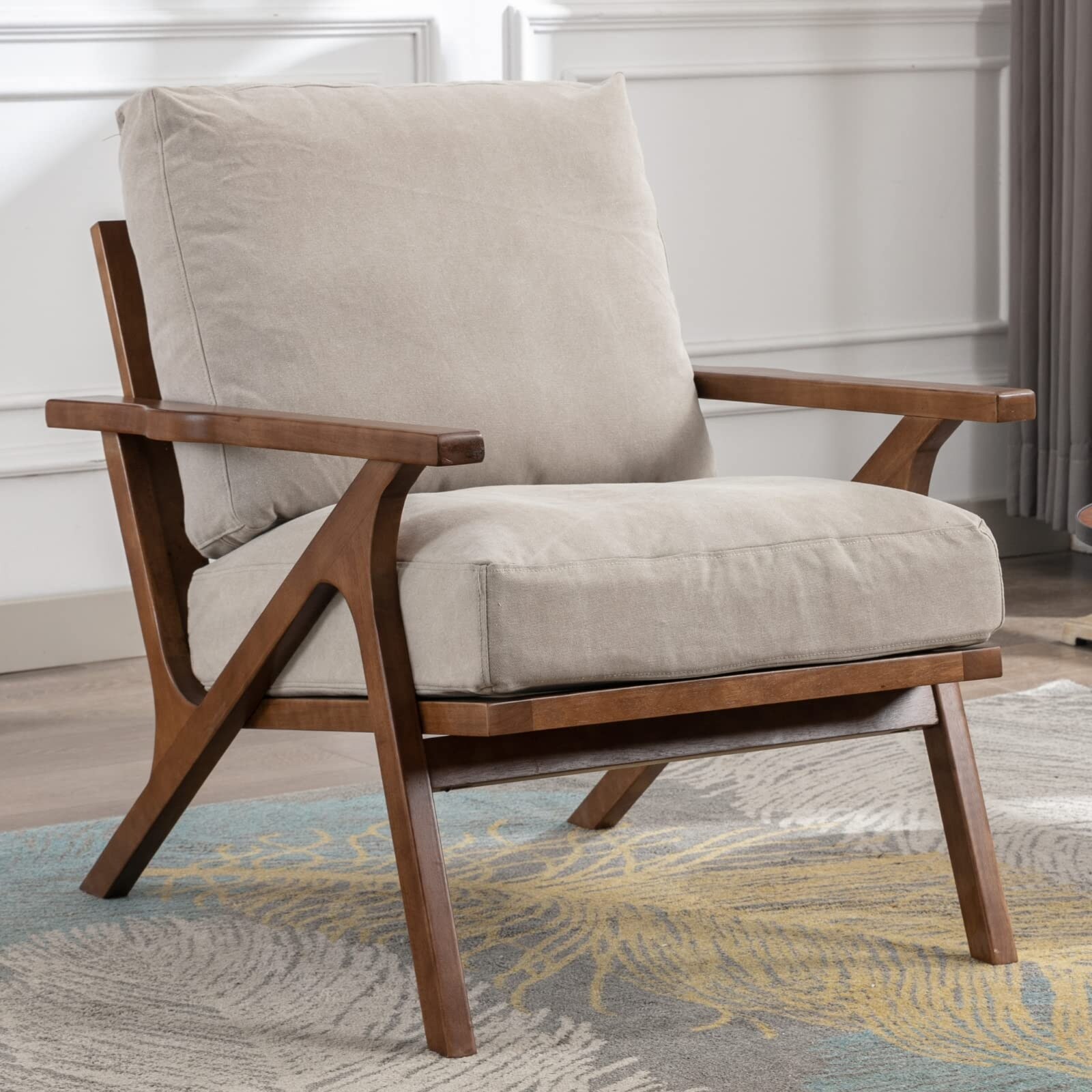 Mid Century Modern Accent Chair Upholstered Armchair Comfy