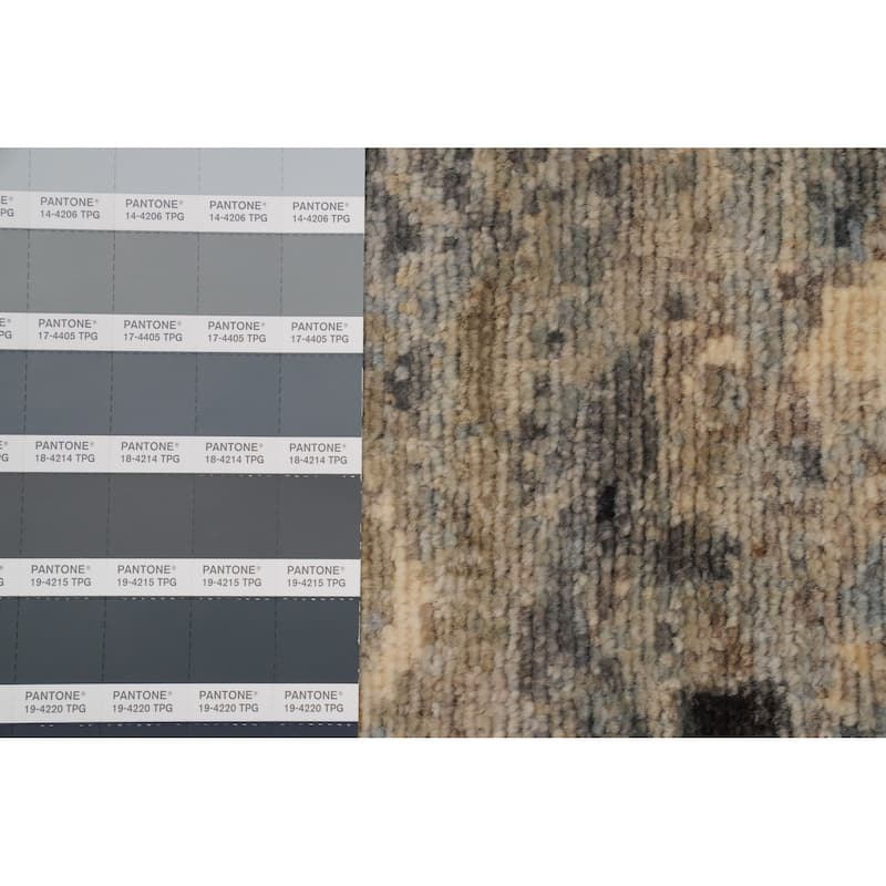 Hand Knotted Oriental 100% Wool Carpet Modern Abstract Greys & Charcoal Modern Area Rug - 4' 7'' X 2' 10''