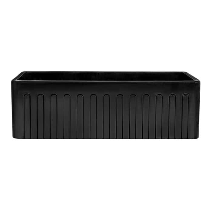 Ruvati 33 x 20 inch Fireclay Reversible Farmhouse Apron-Front Kitchen Sink Single Bowl - Gloss Black - RVL2300BK
