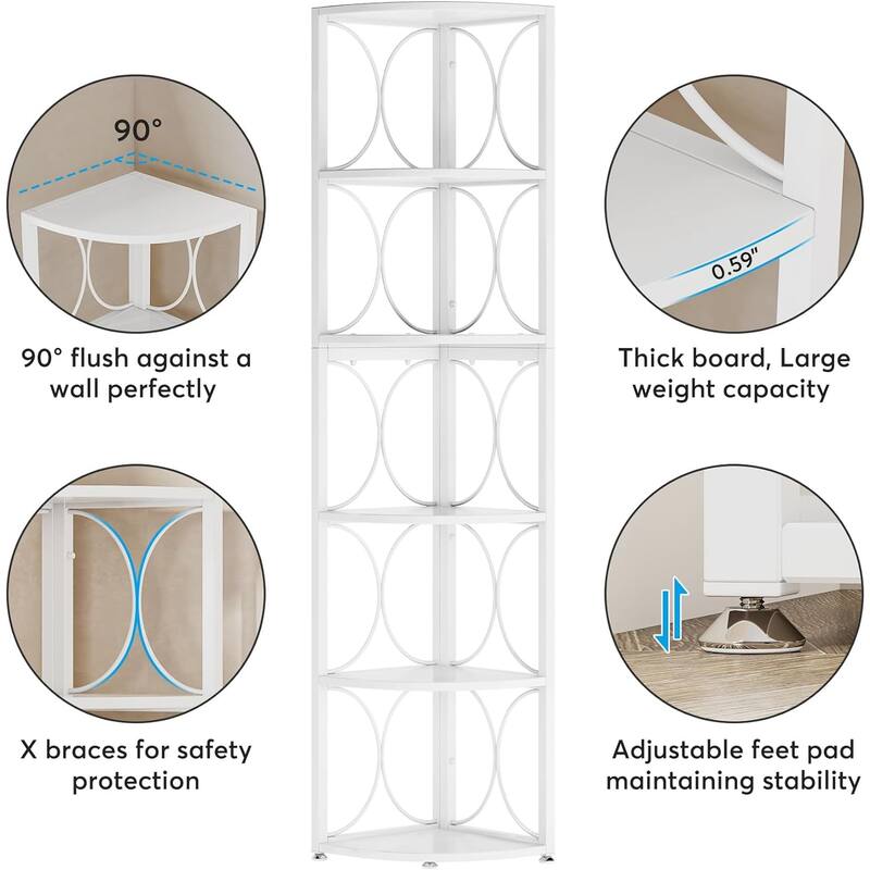 67" Tall Corner Shelf, Corner Bookshelf Bookcase Standing Shelving Unit