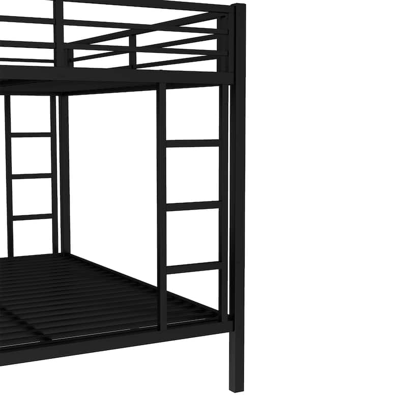 Queen over Queen Metal Bunk Bed with Twin Size Trundle