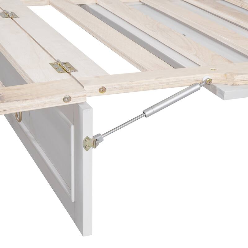 Queen Size Murphy Bed Storage Drawers & Elegant Rattan Front - Foldable Space-Saving Solution