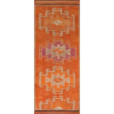 Transitional Oushak Vintage Runner Rug Handmade Wool Carpet - 3'6"x 9'9"