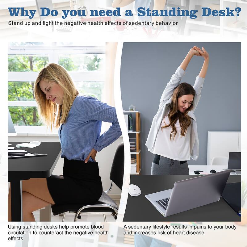Futzca Height Adjustable Electric Standing Desk Sit Stand Computer Stand up Desk with Splice Board(Black)