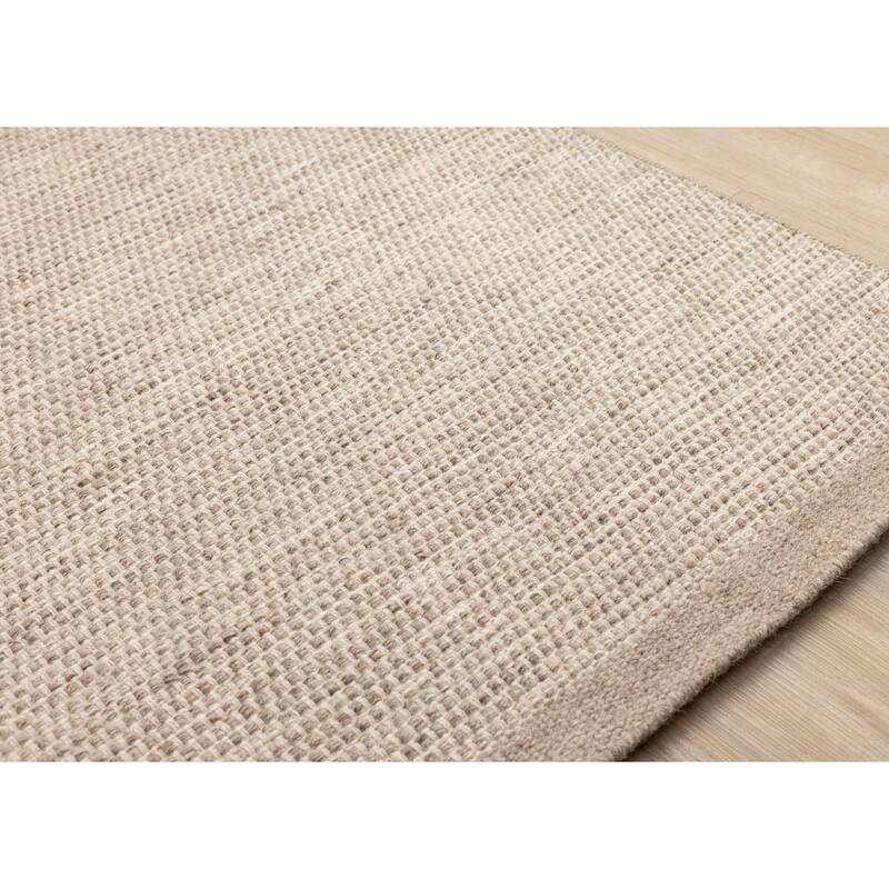 Acclaim Collection - Cream Beige Handwoven Wool Area Rug, 5'3" x 7'7"