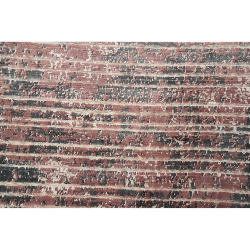 Hand Knotted Oriental Viscose Silk Carpet Modern All-Over Oranges & Rust Abstract Area Rug - 5' 10'' X 4' 1''