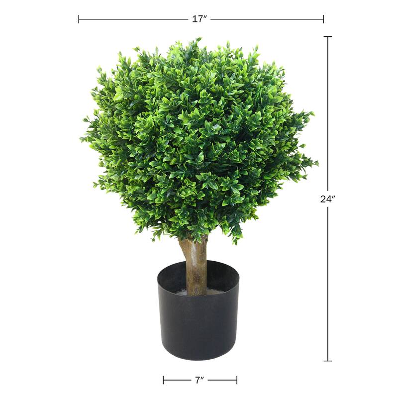 Pure Garden Set of 2 Hedyotis Fake Trees, Green