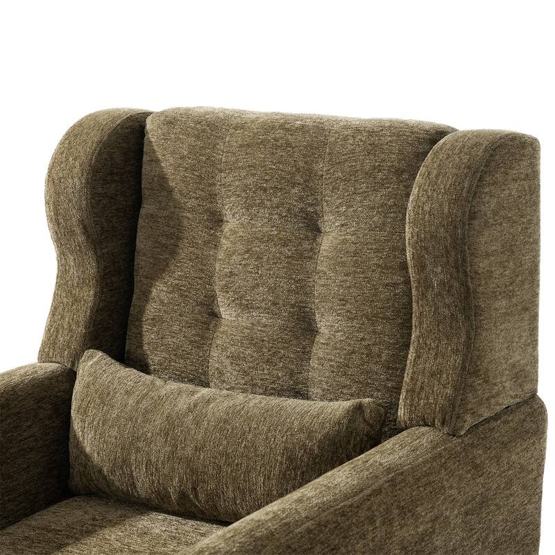Modern Chenille Upholstered Armchair with Pillow and Solid Wood Leg