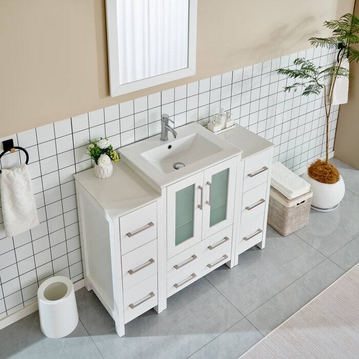 Vanity Art 48 in. Single Sink Bathroom Vanity with Top and Mirror - 48 X 18.1 X 35.8
