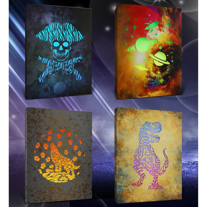 CoTa Global Pirate, Space, Wolf, and Dinosaur Light Up LED Wall Art - 16 x 12 x 0.2 inches