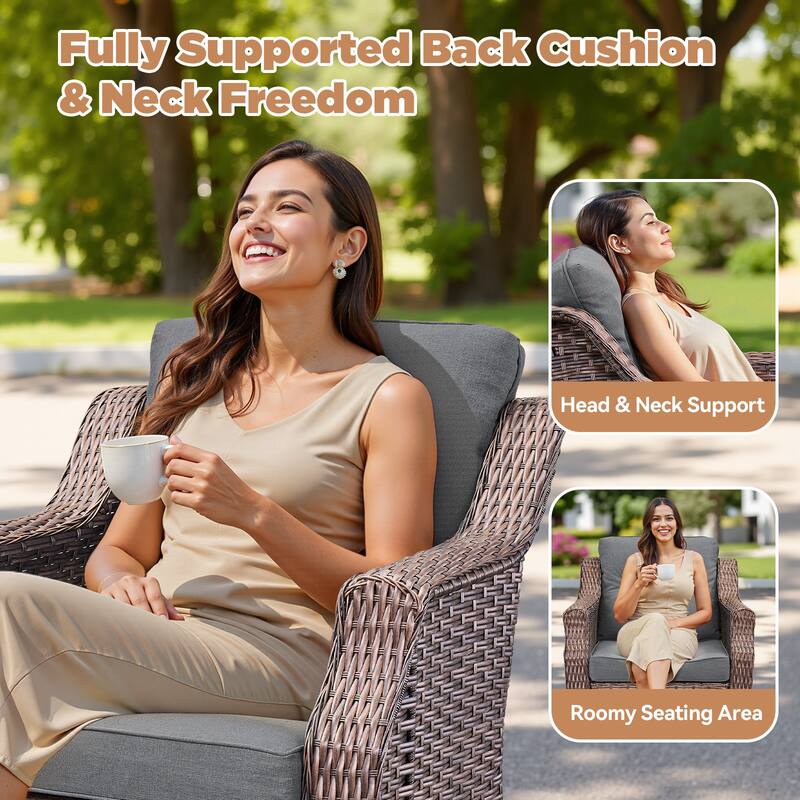 Pocassy 3-Piece Patio Swivel Chair with Side Table