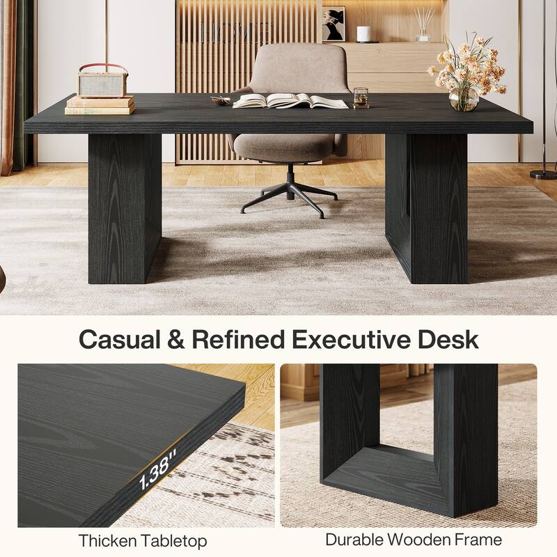 63'' Conference Table with Geometric Base, Home Office Computer Executive Desk