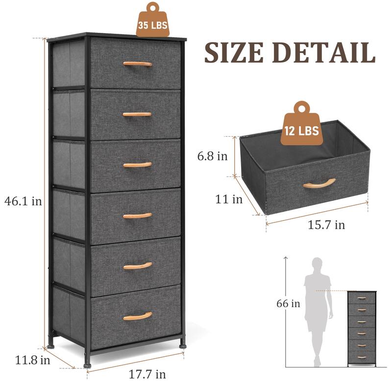VredHom 6 Drawers Vertical Dresser Storage Tower
