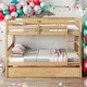 preview thumbnail 1 of 10, Oak Rustic Style Full over Full Wood Bunk Bed with Guardrails and Ladder and Twin Size Trundle Oak