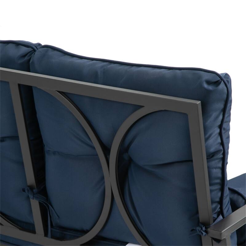 2-Seater Outdoor Glider Bench with Removable Cushions and Pillow Armrests and Tie Straps - 1 Piece