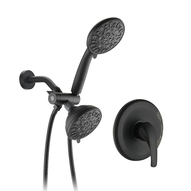 YASINU Dual 2 in 1 Shower Faucet Set with Valve Shower System Kit - Matte Black