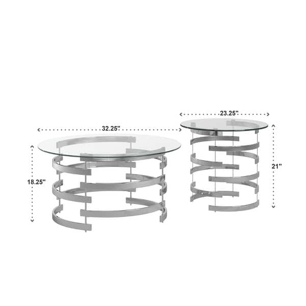 Nova Round Glass Top Vortex Iron Base Accent Table by iNSPIRE Q Bold