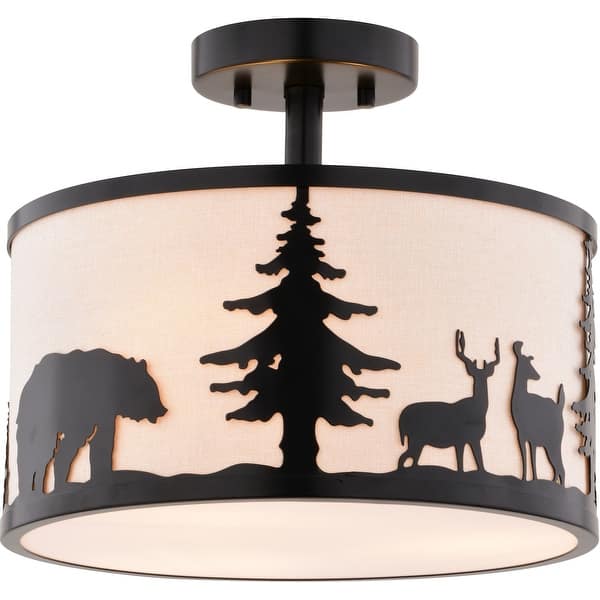 slide 2 of 11, Vaxcel Lighting C0313 3 Light 13" Wide Flush Mount Drum Ceiling Bronze