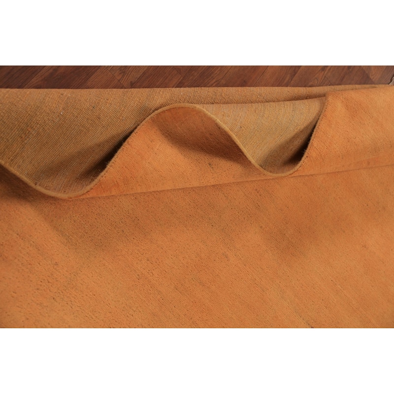 Modern Gabbeh Oriental Area Rug Handmade Orange Solid Wool Carpet - 4'11" x 6'7"