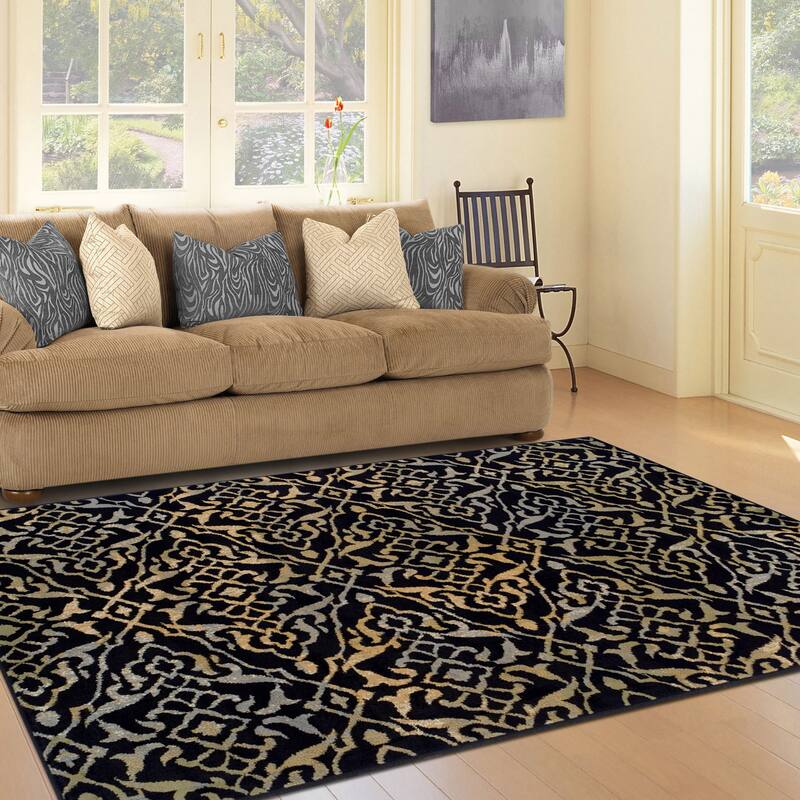 Superior Modern Oriental Damask Polypropylene Indoor Area Rug