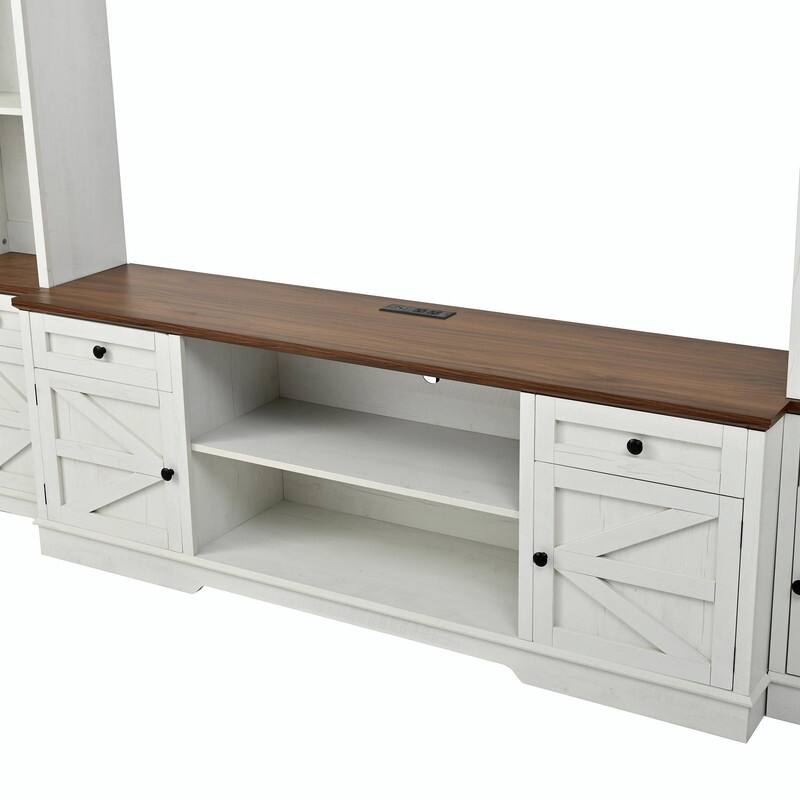 98.8" Wide Wall Unit Entertainment Center with Bookshelves for TVs up to 80"