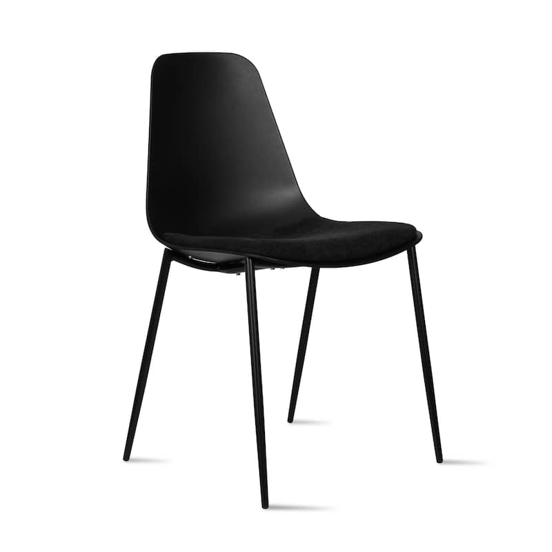 Set of 4 Plastic Dining Chairs Cushion Padded For Kitchen Metal Legs Guest Meeting Waiting Room Business Indoor Outdoor Patio