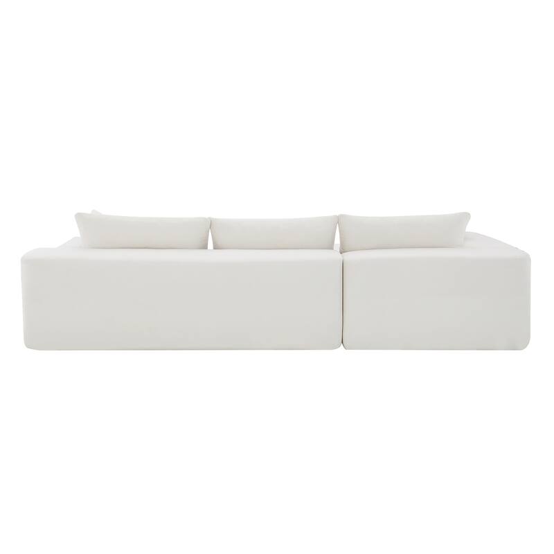 109*68" Modular Sofa Set, Cream Chenille, 2 PC, L-Shape, No Assembly