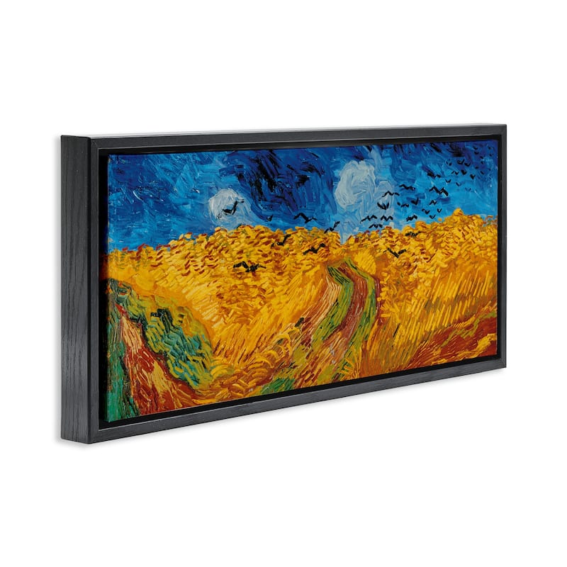 Stupell Wheat Field with Crows Classic Framed Floater Canvas Wall Art Design by Vincent Van Gogh