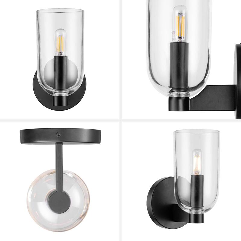 Prominence Home 1-Light Hansley Matte Black Wall Sconce with Clear Glass