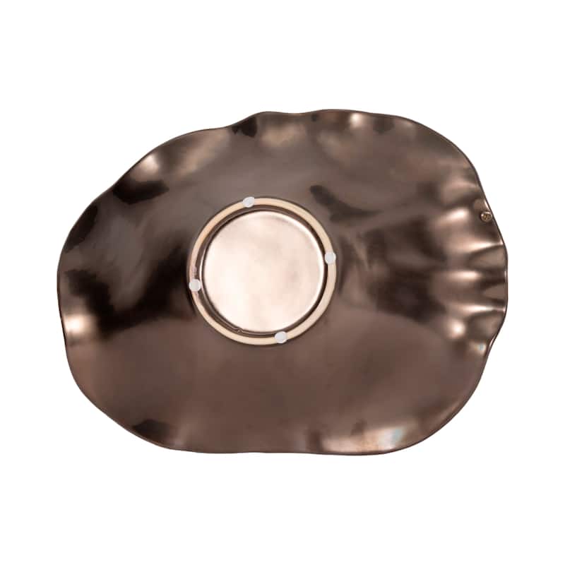 Sagebrook Home 18" Metal Ruffled Edge Bowl, 6"H - 18" x 14" x 6"