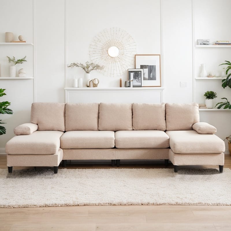 Mixoy 114inch U-Shaped Sectional Sofa,Living Room Modern Couch with Chaise,5-Seat Modular Sofa