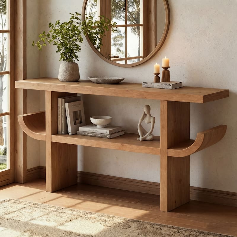 Christopher Knight Home - Modern Wood Console Table with Open Shelf - Natural