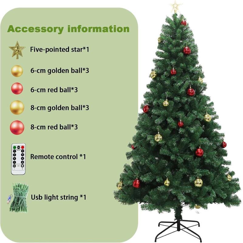 Artificial Christmas Tree with Remote Control for Living Room Office Party Decoration - N/A