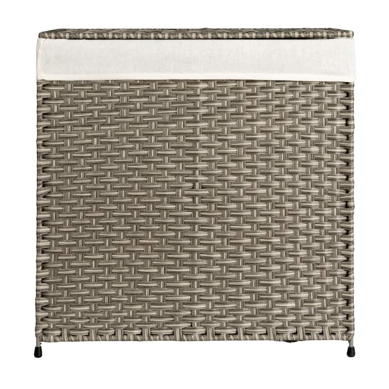 Household Essentials Handwoven Rattan Laundry Hamper with Lid and Handles - 23.6"L x 14.6"W x 23.8"H